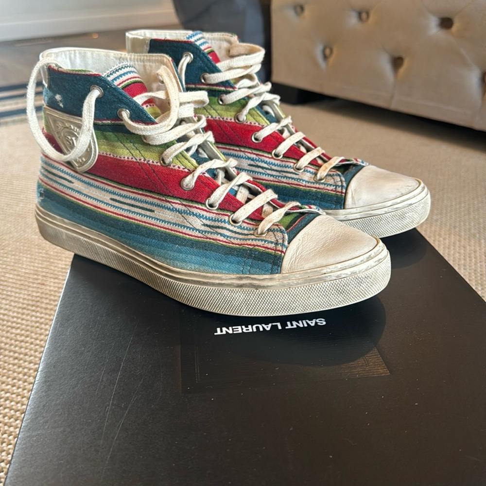 Saint Laurent Pony Hair Distressed Hightops